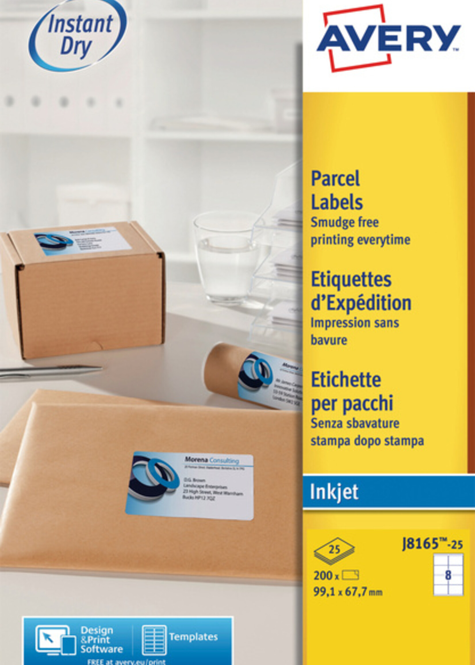 Avery Etiket Avery J8165-25 99.1x67.7mm wit 200stuks