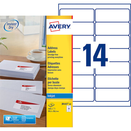 Avery Etiket Avery J8163-40 99.1x38.1mm wit 560stuks