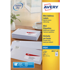 Etiket Avery J8651-100 38.1x21.2mm wit 6500stuks