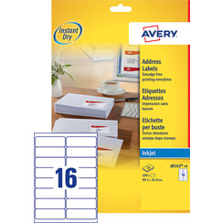 Etiket Avery J8162-100 99.1x33.9mm wit 1600stuks