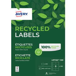 Etiket Avery LR7165-100 99.1x67.7mm recycled wit 800stuks