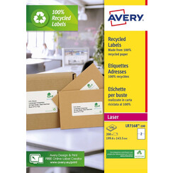 Etiket Avery LR7168-100 199.6x143.5mm recycled wit 200stuks