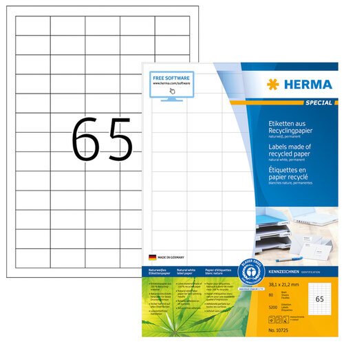 Herma Etiquette HERMA Recycling 10725 38,1x21,2mm blanc 5200 pièces