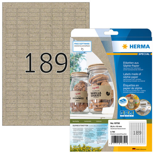 Herma Etiket HERMA 10750 25.4 x 10mm silphie bruin 3780 stuks