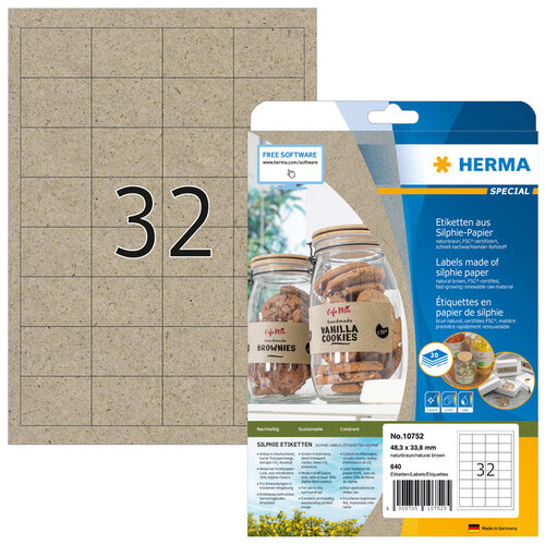 Herma Etiquette HERMA 10752 48,3x33,8mm silphie brun 640 pièces