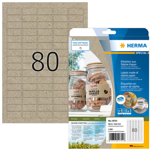 Herma Etiket HERMA 10751 35.6x16.9mm silphie bruin 1600stuks