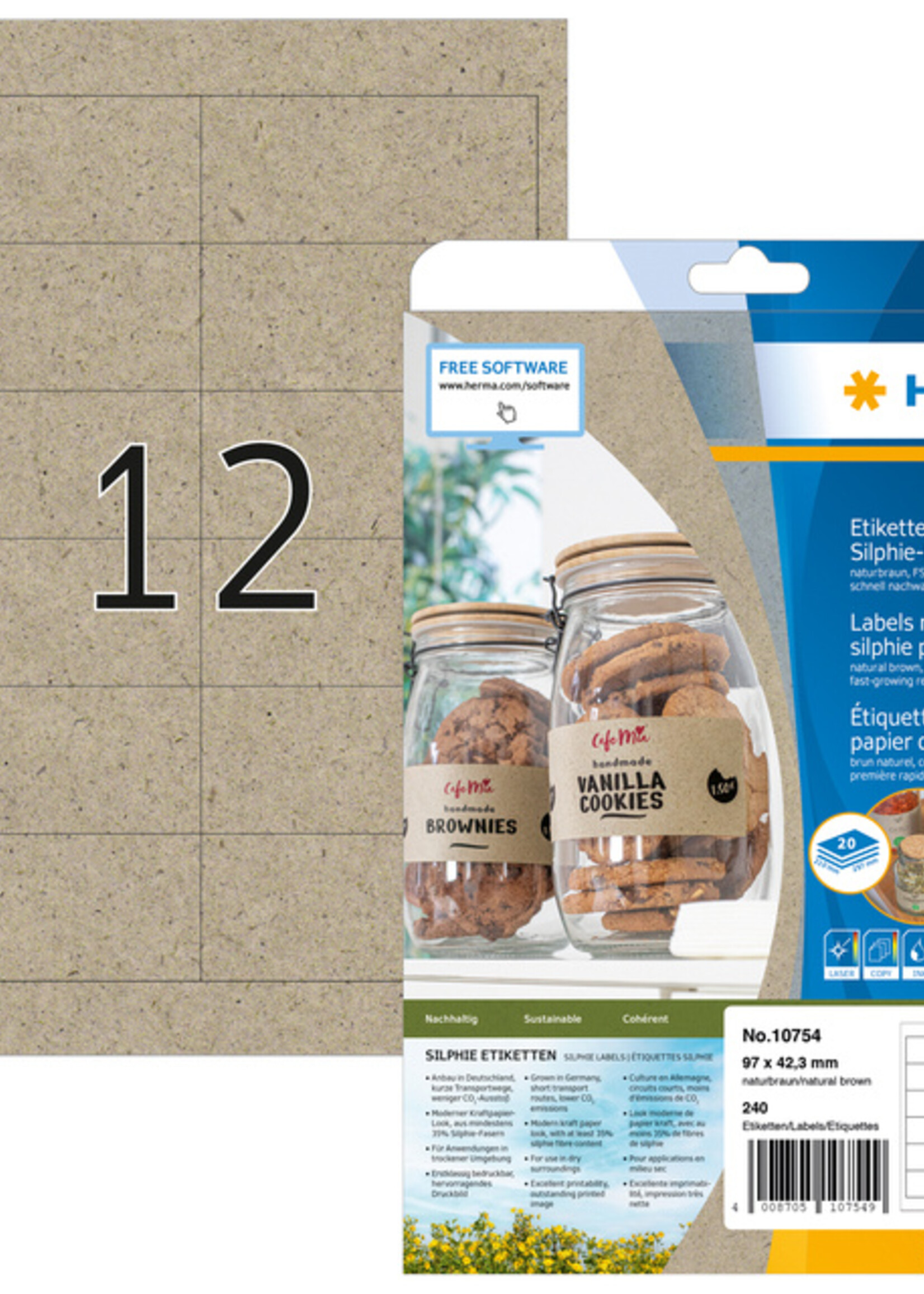 Herma Etiket HERMA 10754 97x42.3mm silphie bruin 240stuks