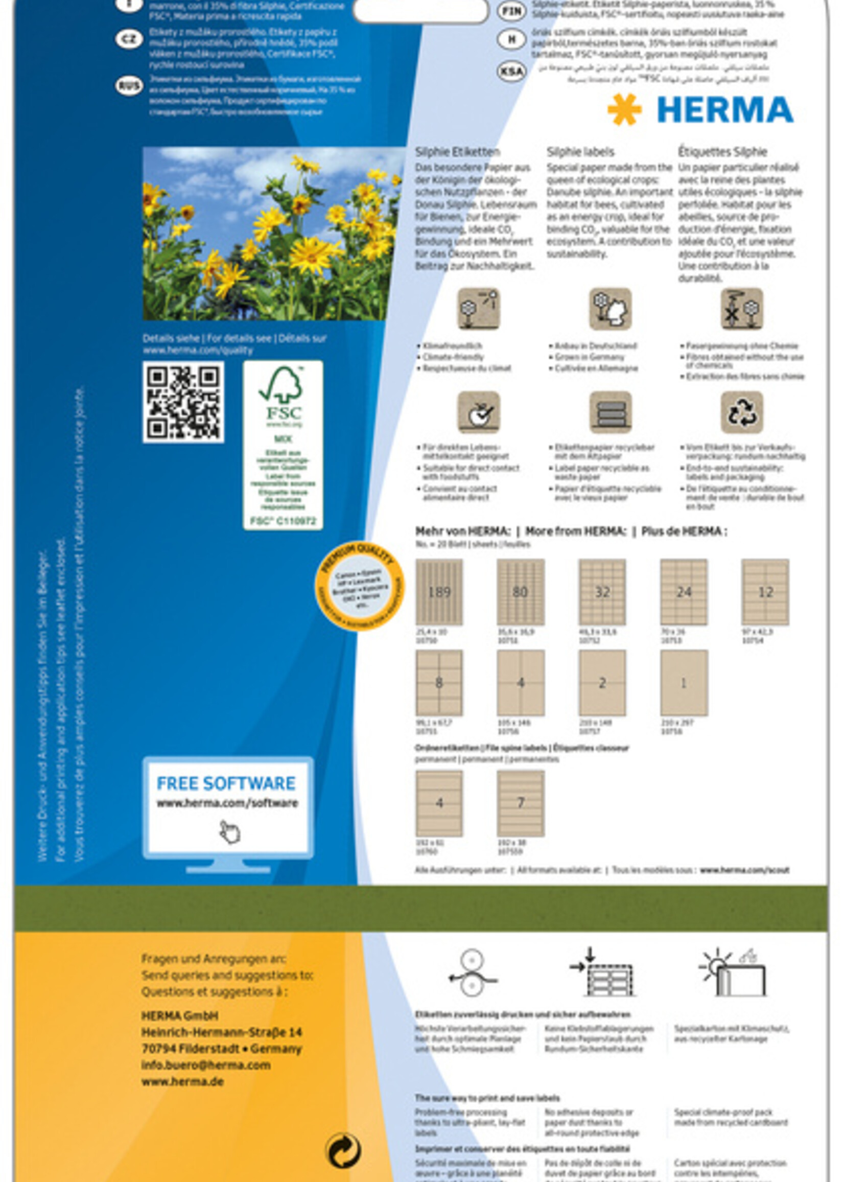 Herma Etiket HERMA 10754 97x42.3mm silphie bruin 240stuks