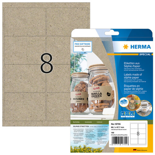 Herma Etiquette HERMA 10755 99,1x67x7mm silphie brun 160 pièces