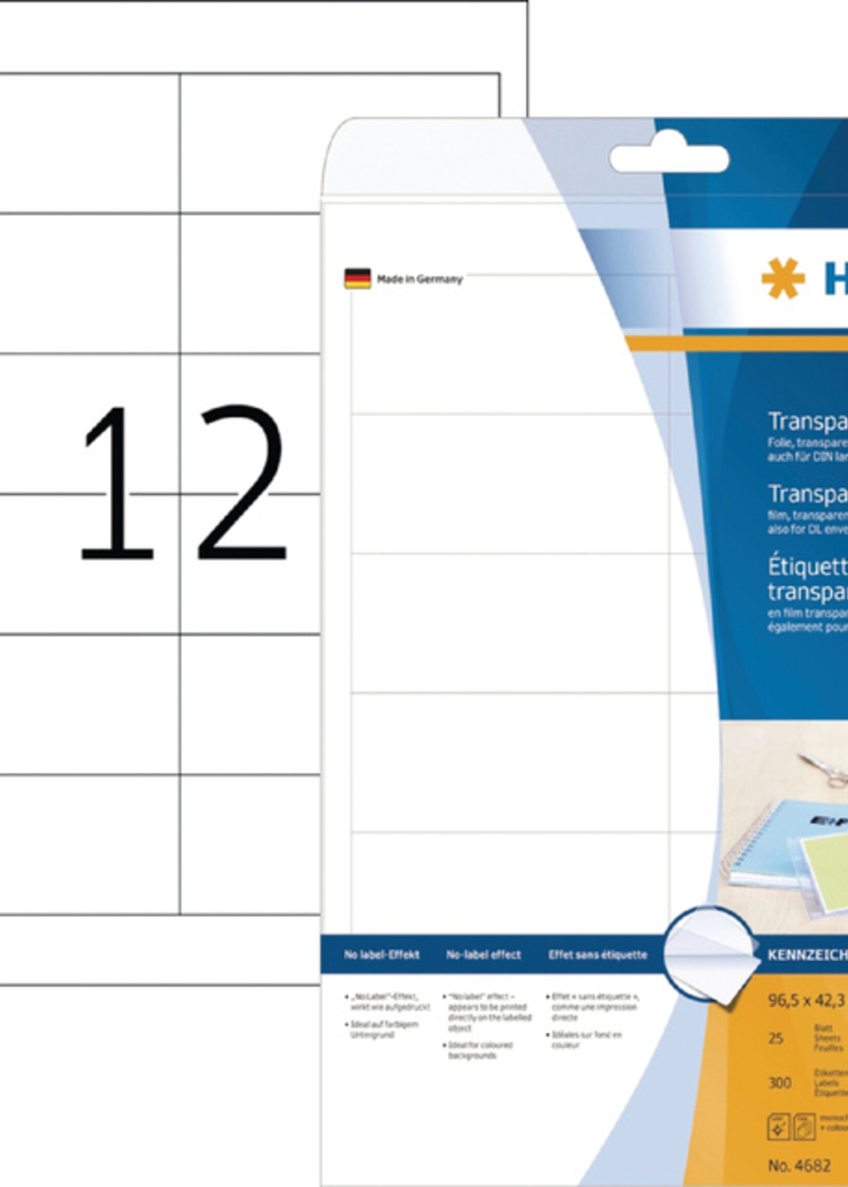 Herma Etiket HERMA 4682 96.5x42.3mm folie transparant 300stuks