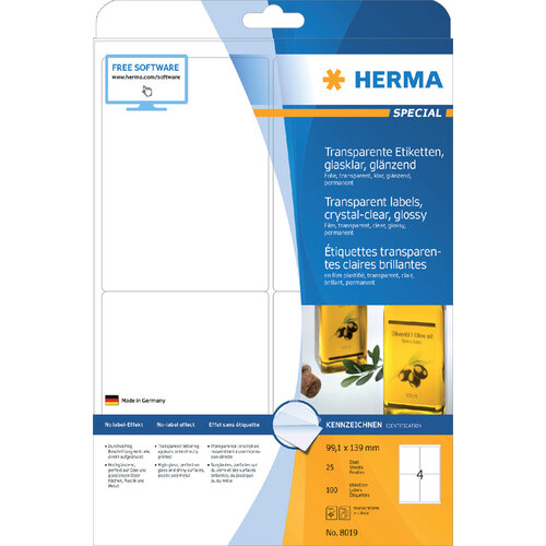 Herma Etiket HERMA 8019 99.1x139mm transparant 100stuks