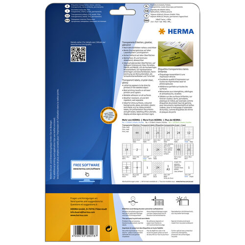 Herma Etiket HERMA 8018 96x50.8mm transparant 250stuks