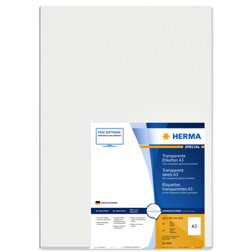 Herma Etiquette HERMA 8694 A3 297x420mm 50 pièces transparent