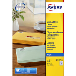 Etiket Avery J8560-25 63.5x38.1mm transparant 525stuks