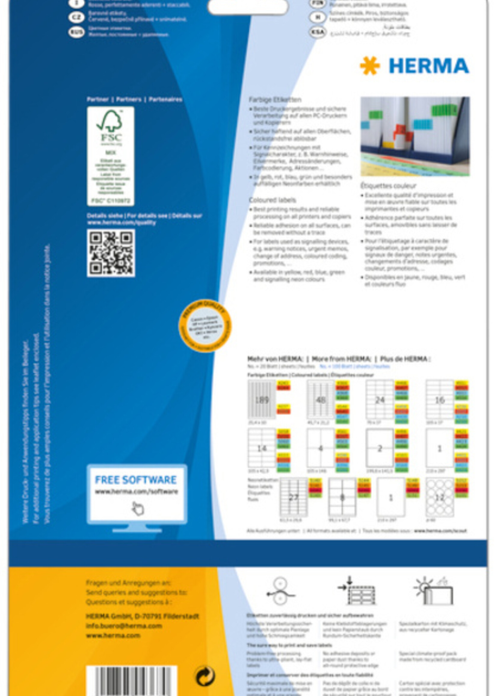 Herma Etiquette HERMA 4367 45,7x21,2mm rouge 960 pièces