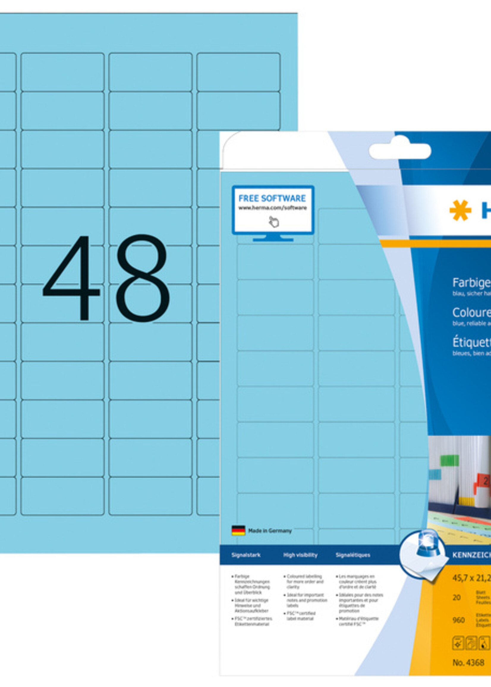 Herma Etiquette HERMA 4368 45,7x21,2mm bleu 960 pièces