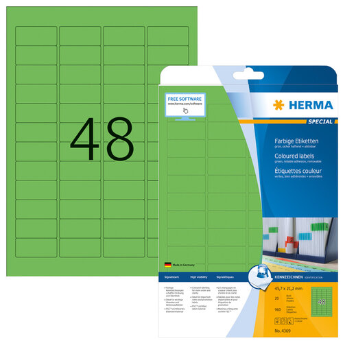 Herma Etiquette HERMA 4369 45,7x21,2mm vert 960 pièces