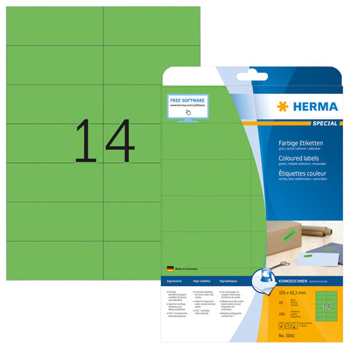 Herma Etiquette HERMA 5061 105x42,3mm vert 280 pièces