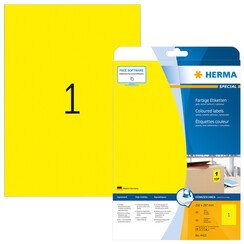 Etiquette HERMA 4421 210x297mm A4 jaune 20 pièces