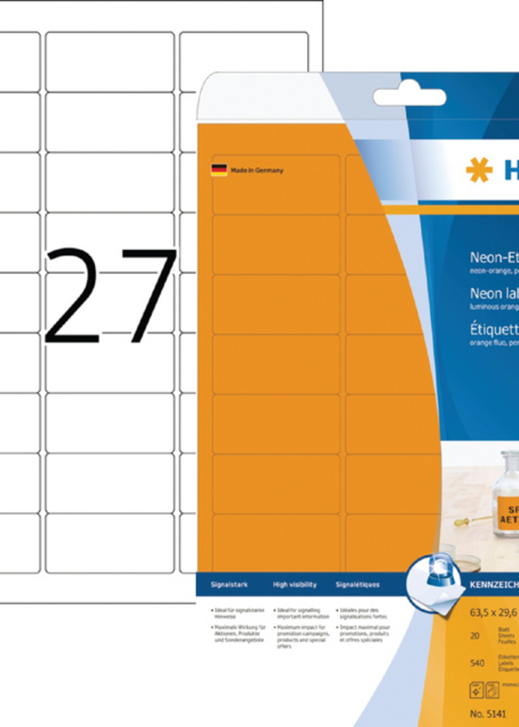Herma Etiquette HERMA 5141 63,5x29,6mm orange 540 pièces