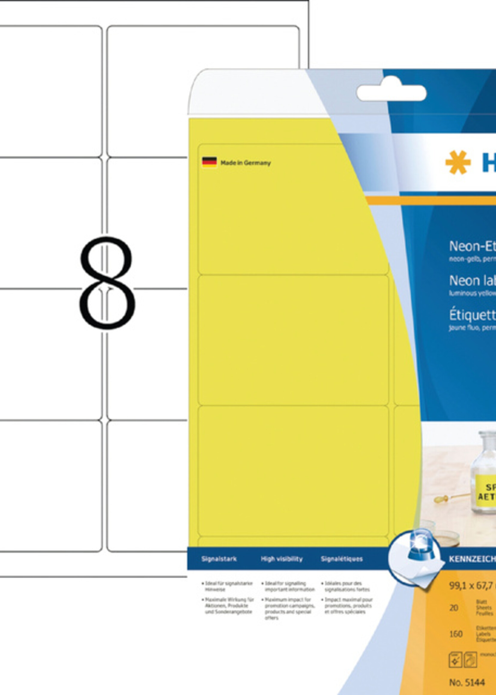 Herma Etiquette HERMA 5144 99,1x67,7mm jaune néon 160 pièces