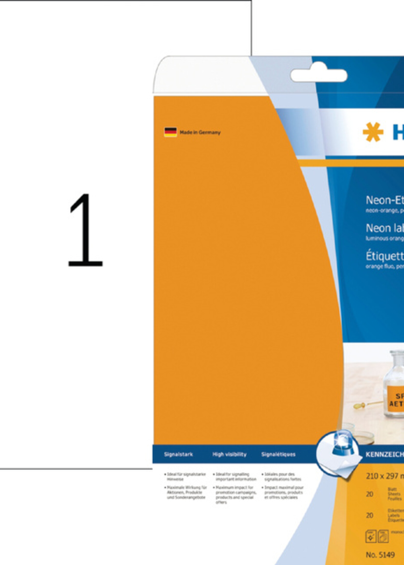 Herma Etiket HERMA 5149 210x297mm A4 fluor oranje 20stuks