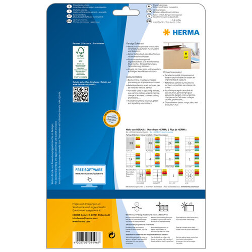 Herma Etiquette HERMA 4496 199,6x143,5mm 40 pièces jaune