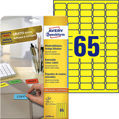 Etiquette Avery Zwecform L4793-20 38,1x21,2mm jaune 1300 pcs