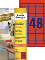 Avery Zweckform Etiket Avery Zweckform L6038-20 45.7x21.2mm rood 960stuks