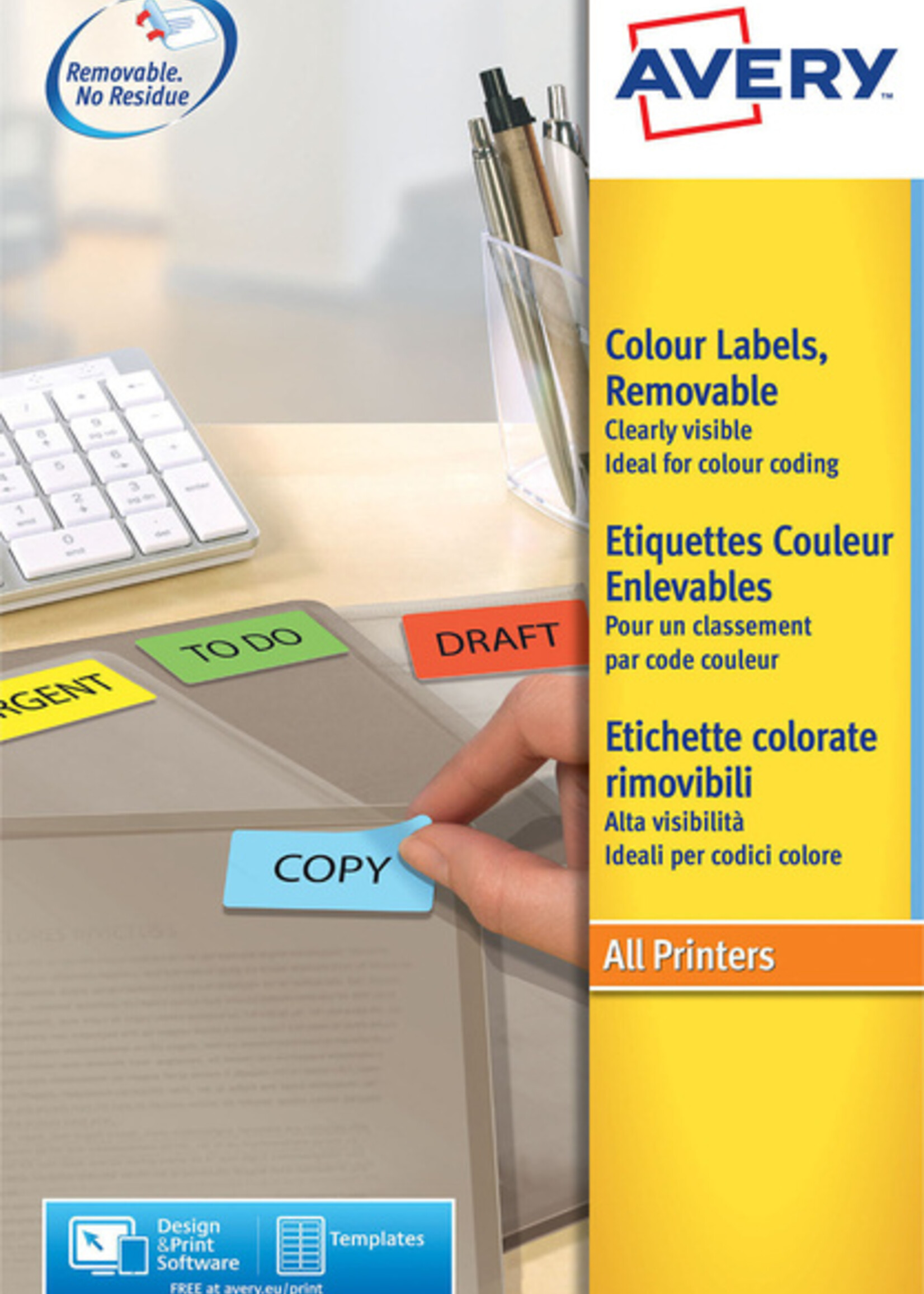 Avery Etiket Avery L6041-20 45.7x21.2mm geel 960stuks