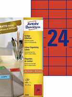 Avery Zweckform Etiket Avery Zweckform 3448 70x37mm rood 2400stuks