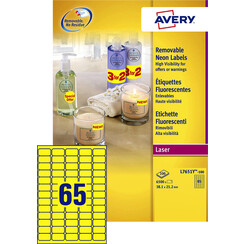 Etiquette Avery L7651Y-100 38,1x21,2mm jaune néon 6500 pièces