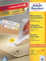 Avery Etiket Avery L4736REV-25 45.7x21.2mm afneembaar wit 1200stuk