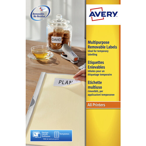 Avery Etiket Avery L4737REV-25 63.5x29.6mm afneembaar wit 675stuks