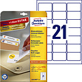 Avery Zweckform Etiket Avery Zweckform L6023REV-25 63.5x38.1mm afneembaar wit 525stuks