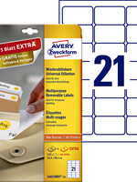 Avery Zweckform Etiket Avery Zweckform L6023REV-25 63.5x38.1mm afneembaar wit 525stuks