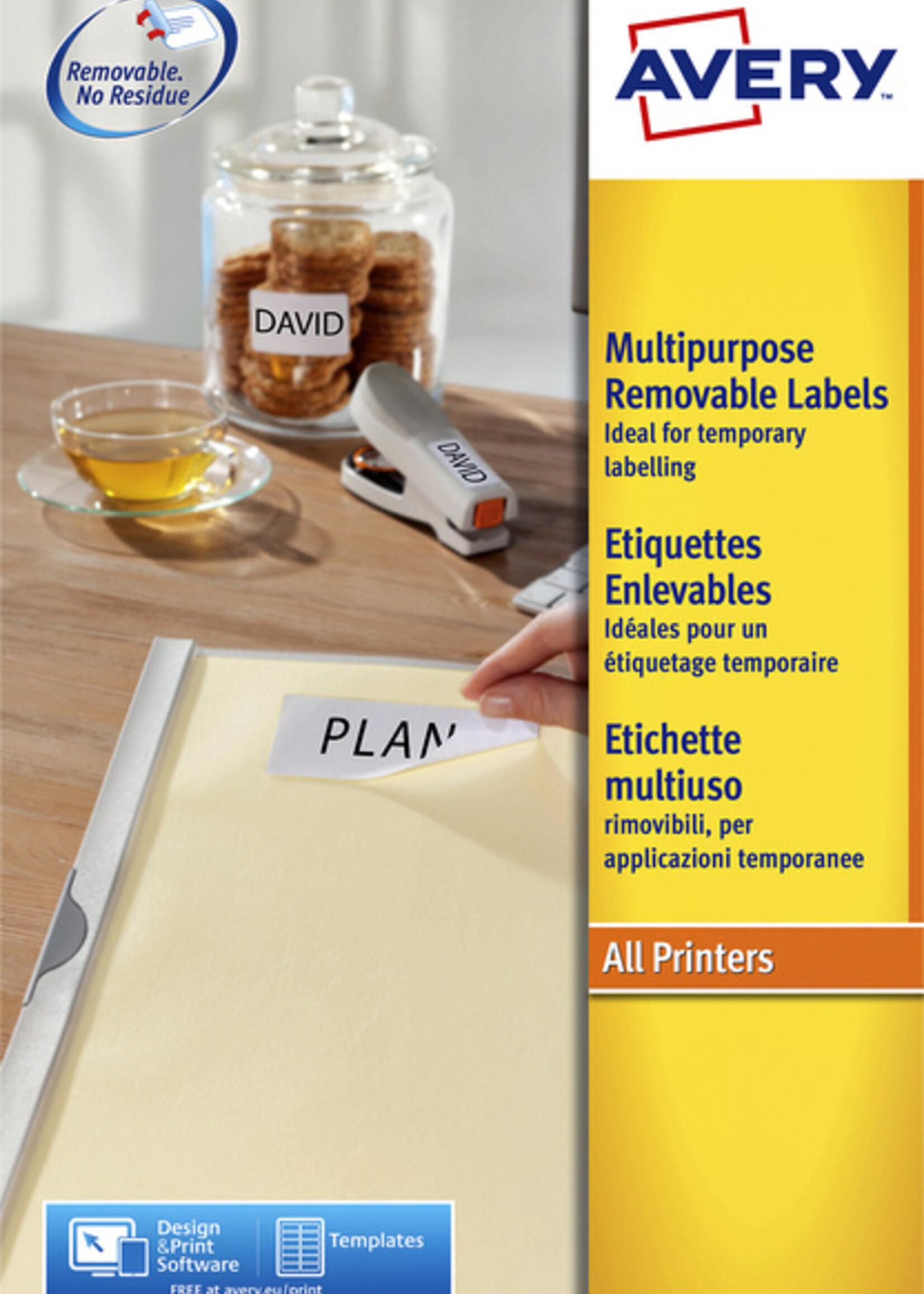 Avery Etiquette Avery amovible L6025REV-25 63,5x46,6mm 450 pièces