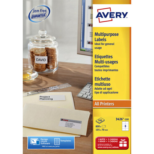 Avery Etiket Avery L4745REV-25 96x63.5mm afneembaar wit 200stuks