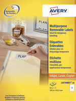 Avery Etiket Avery L4734REV 199.3x143.5mm afneembaar wit 50stuk