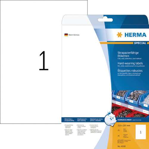 Herma Etiket HERMA 4698 210x297mm weerbestendig wit 25stuks