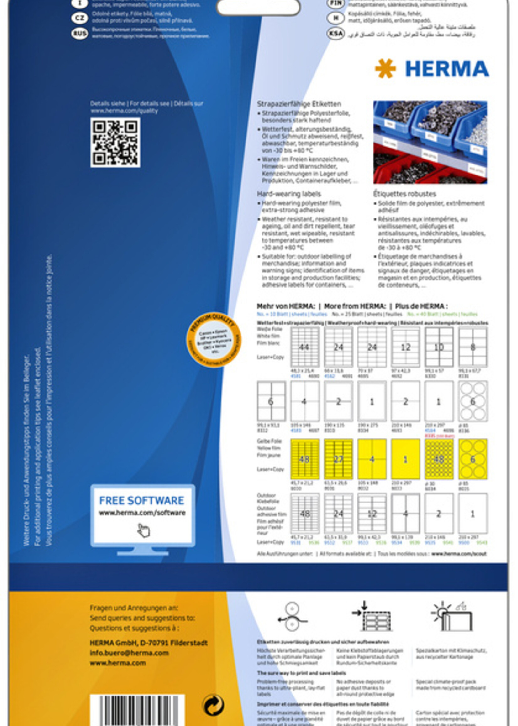 Herma Etiket HERMA 4692 97x42.3mm weerbestendig wit 300st