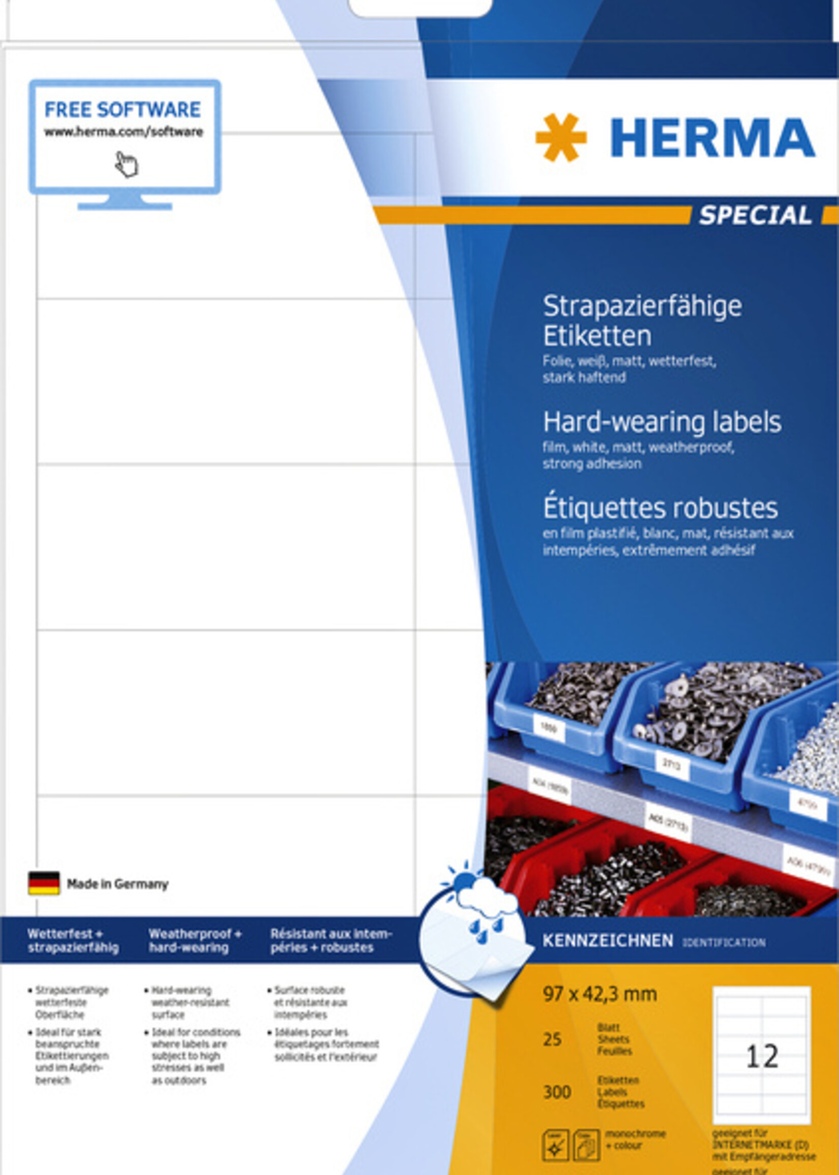 Herma Etiket HERMA 4692 97x42.3mm weerbestendig wit 300st