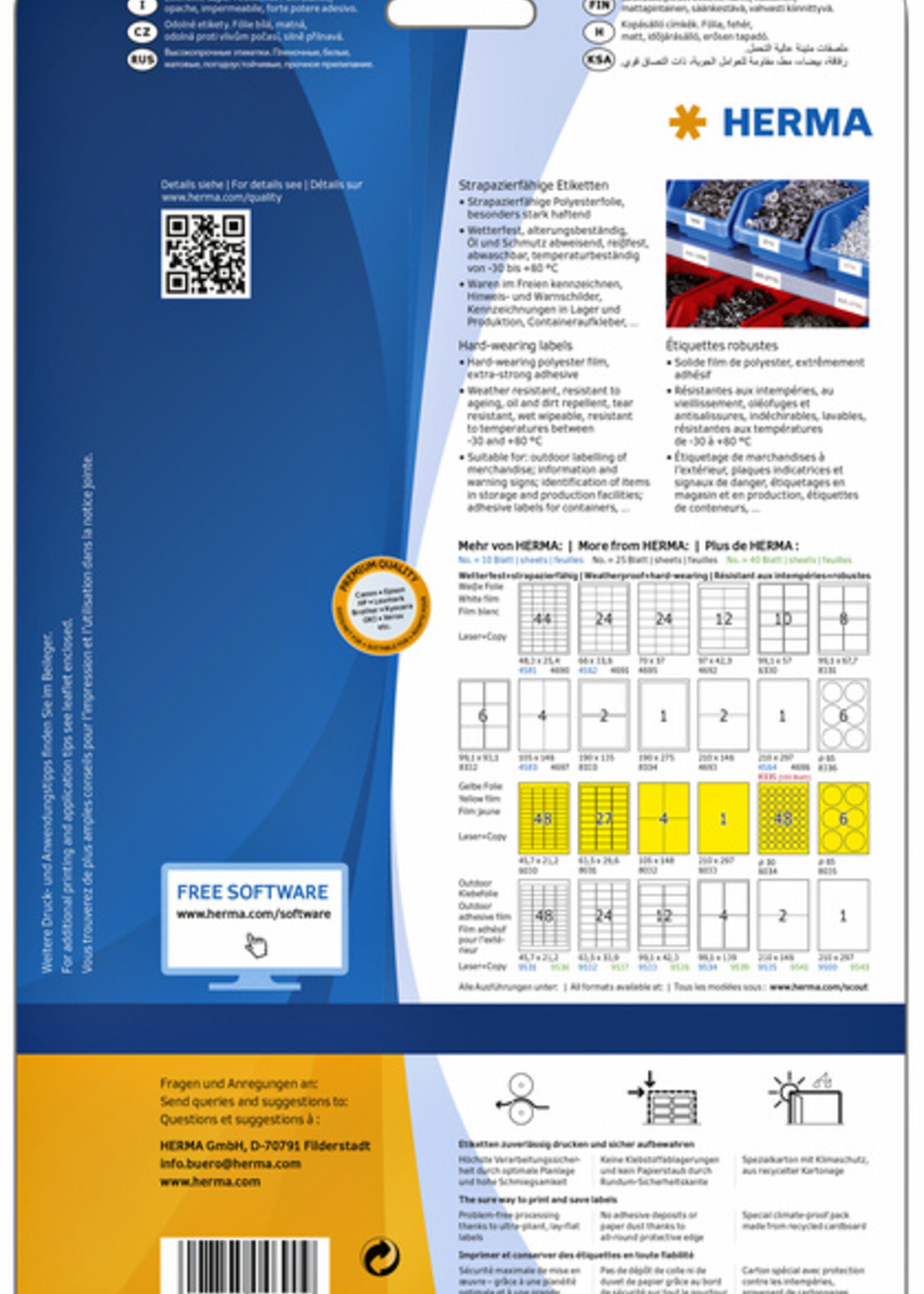 Herma Etiquette HERMA 4690 48,3x25mm blanc 1100 pièces