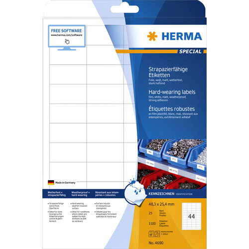 Herma Etiquette HERMA 4690 48,3x25mm blanc 1100 pièces