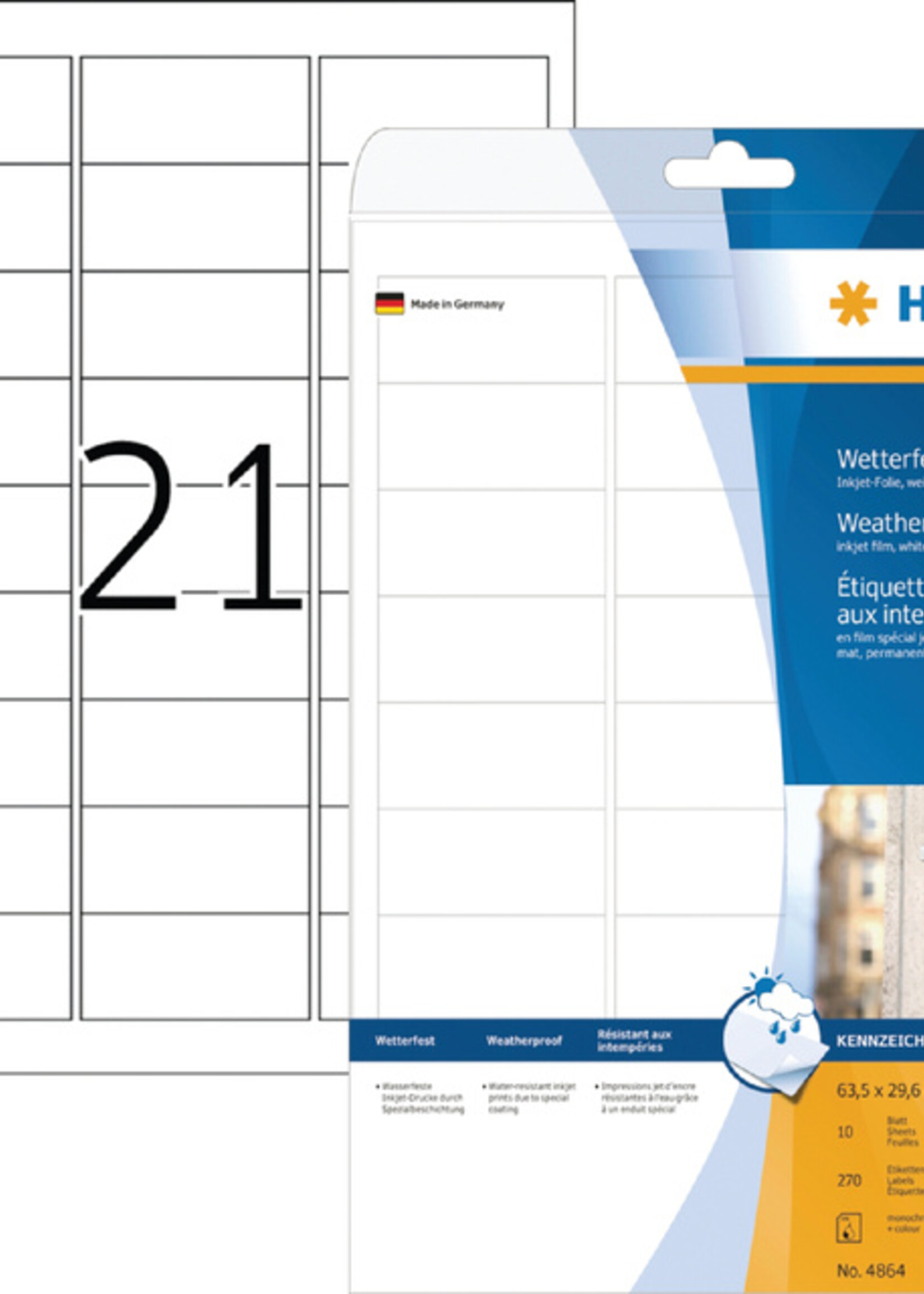 Herma Etiket HERMA 4864 63.5x29.6mm weerbestendig wit 270stuks