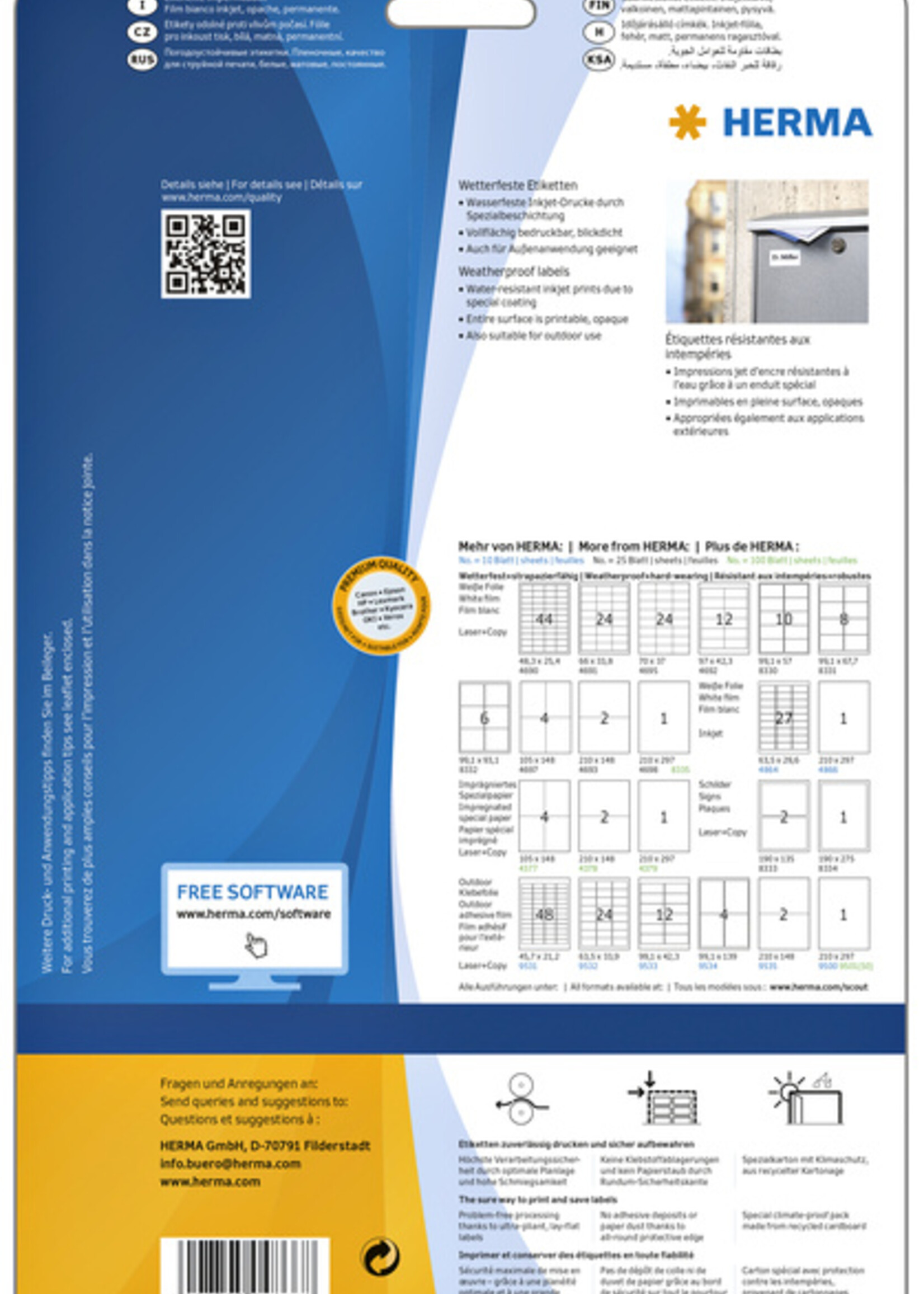 Herma Etiket HERMA 4866 210x297mm weerbestendig wit 10stuks