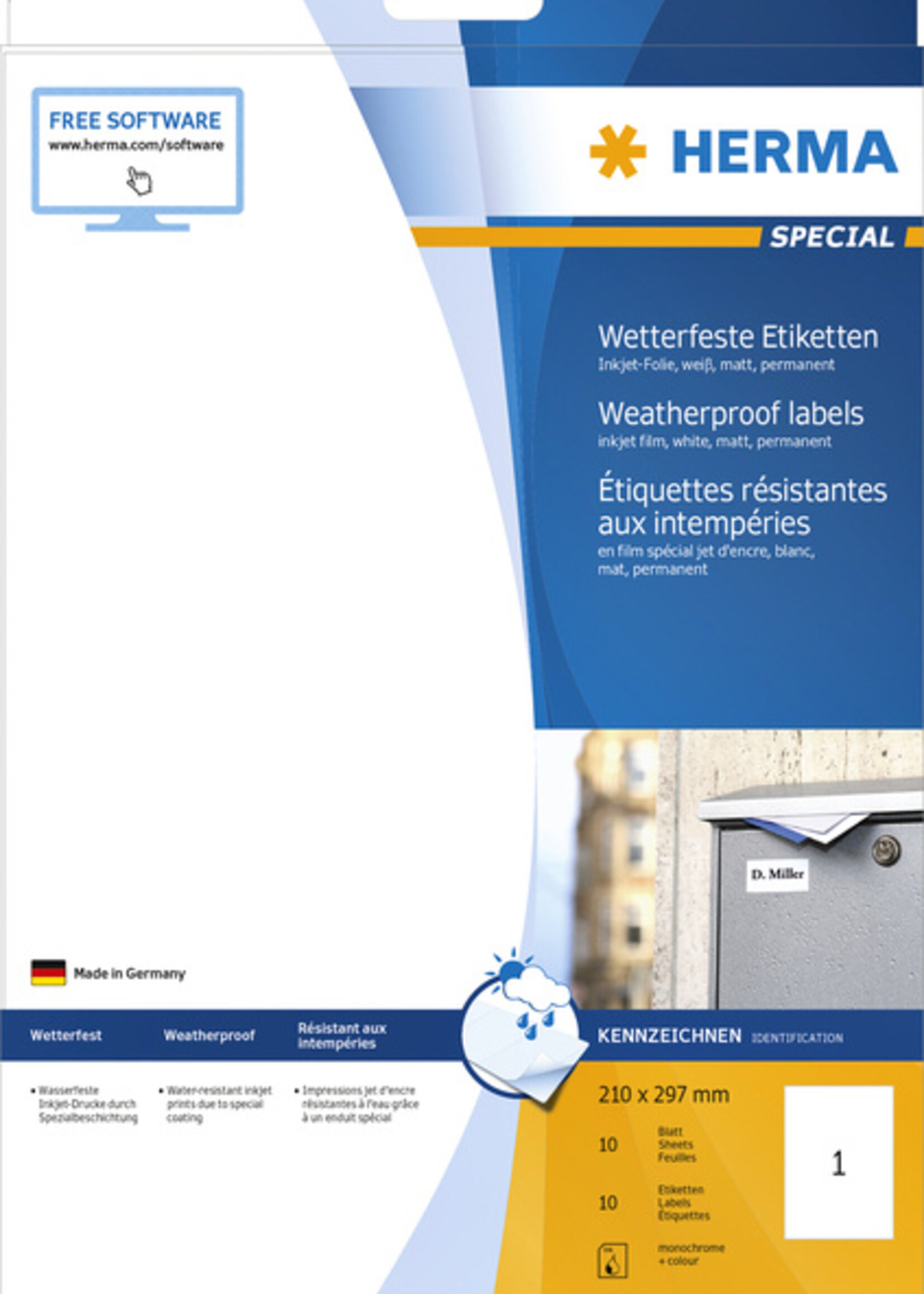 Herma Etiket HERMA 4866 210x297mm weerbestendig wit 10stuks