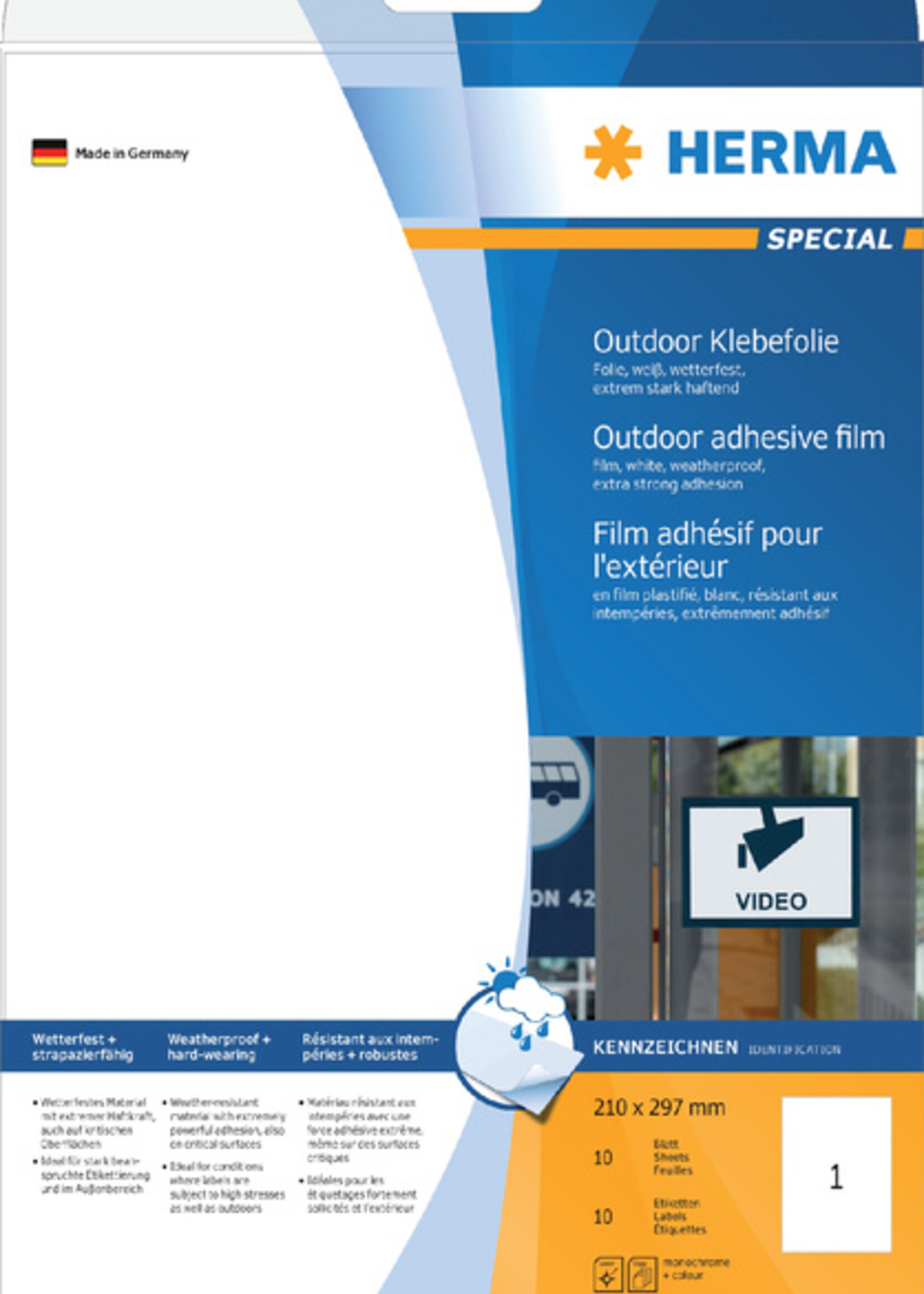 Herma Etiket HERMA 9500 210x297mm weerbestendig wit 10stuks