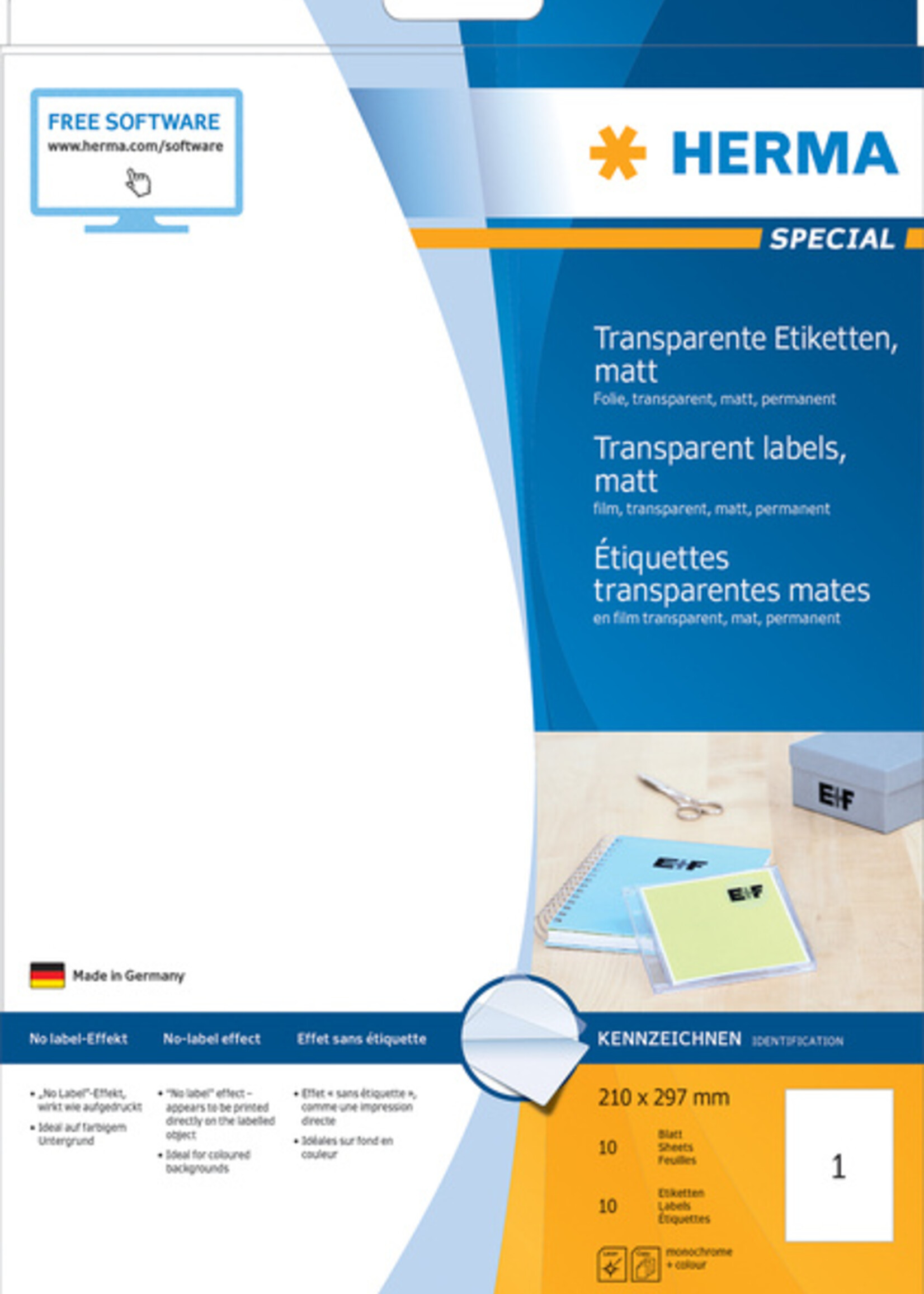 Herma Etiquette HERMA 4585 210x297mm résistante aux intempéries 10 pièces transparente mate