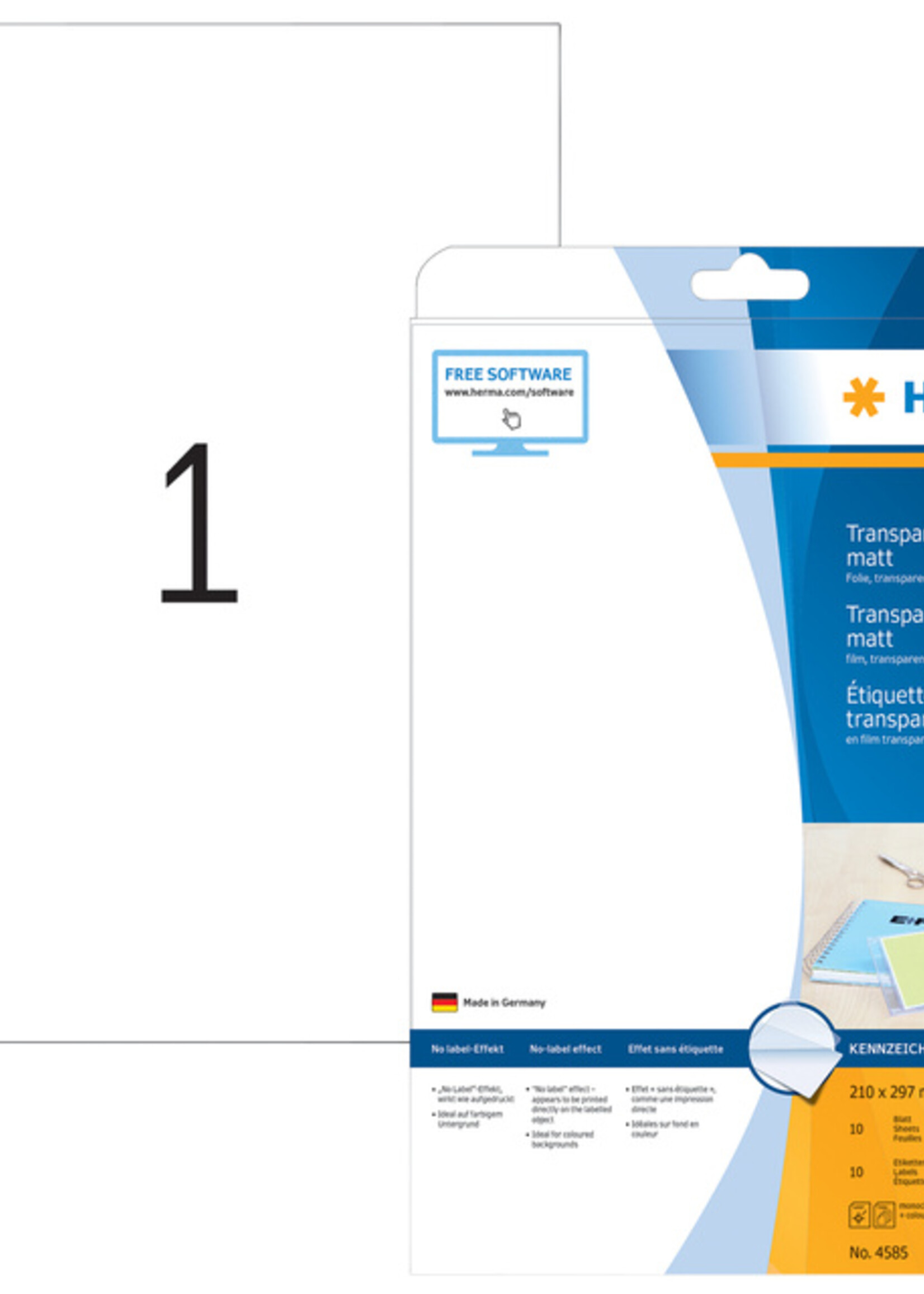 Herma Etiket HERMA 4585 210x297mm weerbestendig transparant mat 10stuks